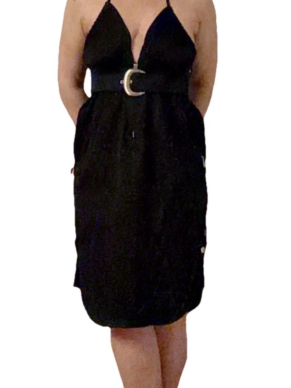 Jean Paul Gaultier Black Belted Midi Dress